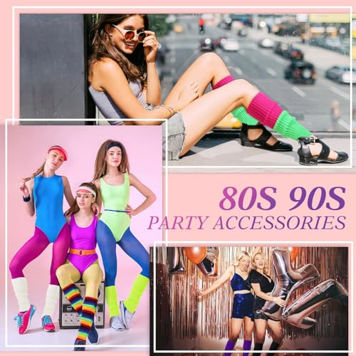 Buauty 80s 90s Leg Warmers for Women, Neon Ribbed Leg Socks, Stylish Accessories for Inspired Outfits for Yoga,Running,Hiking3