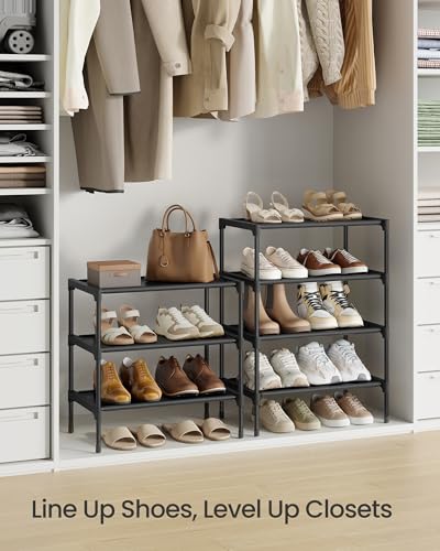 Image of SONGMICS Shoe Rack, Space-Saving, Entryway, Metal Frame | Space-Saving Shoe Storage Organizer, Non-Woven Fabric Shelves, ULSH014BH01