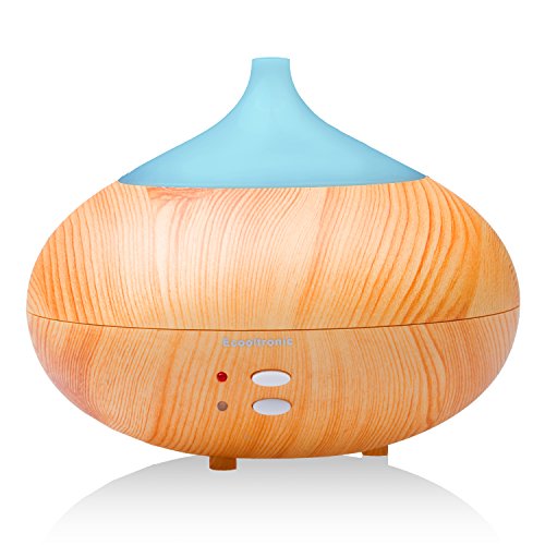 Aromatherapy Essential Oil Diffuser, Ecooltronic 280ml Portable Ultrasonic Cool Mist Wishper Air Humidifier, Waterless Auto Shut-Off for Home Office Baby-Wood Grain
