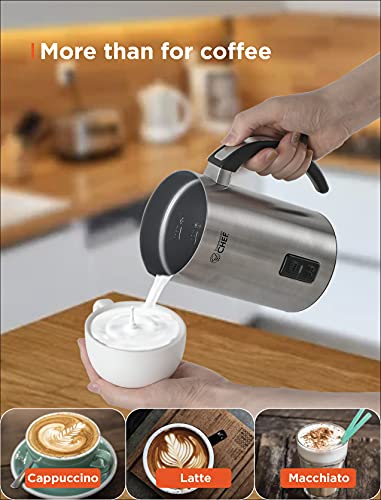 Commercial Chef Milk Frother, Electric Milk Steamer Stainless Steel, Automatic Hot And Cold Milk Frother Warmer For Latte, Foam Maker For Coffee, Hot Chocolates, Cappuccino, 120V #TOP4