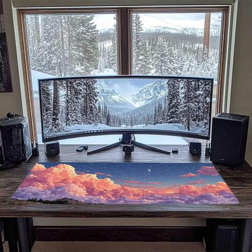 Mouse pad gaming rose nuage avec bords cousus durables pour PC