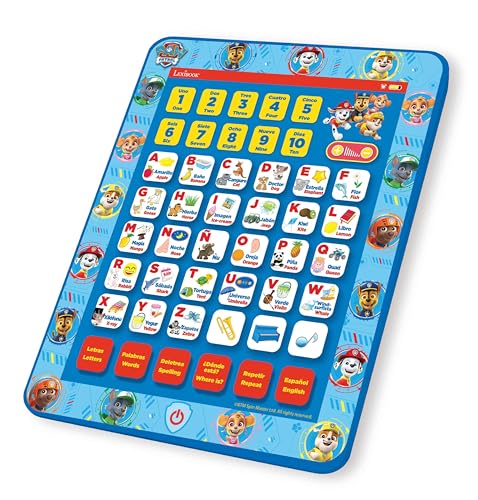 Lexibook Paw Patrol, Tablet Educativa Parlante Bilingüe, Juguete para Aprender Letras, numeros, Vocabulario y música, Idiomas Español/Inglès, Azul, JCPAD002PAi2LXB