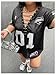 SOLY HUX Women's Plus Size Jersey Lace Up V Neck Short Sleeve T Shirts Number Graphic Tee Tops Streetwear Black Graphic XX-Large Plus
