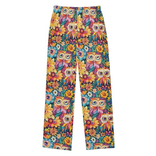 Pajama Pants Owls Flowers PJ Bottoms Sleepwear Lounge Sleep Pant with Pockets