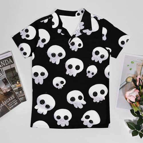 Boys' Classic Polo Shirts Short Sleeve Moisture-Wicking Golf & Tennis Shirts for Youth Teens Cute Skull3