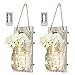 Shinowa Applique Murale Interieur Mason Jar, 2 Pièces Lumiere LED Pour Chambre avec Fleurs et Télécommande, LED Bande Lumieres et Fleurs Rustiques Suspendus Deco Maison pour Ferme Cuisine Salon