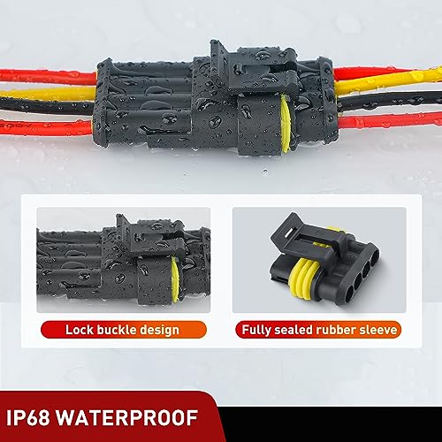 Image of Nilight 180PCS 4 Pin Electrical Connector Plug with Male Female Terminals | Wire Waterproof Connectors 4 Way Automotive Connect Set for Car Truck Motorcycle Marine Boat 10 Sets