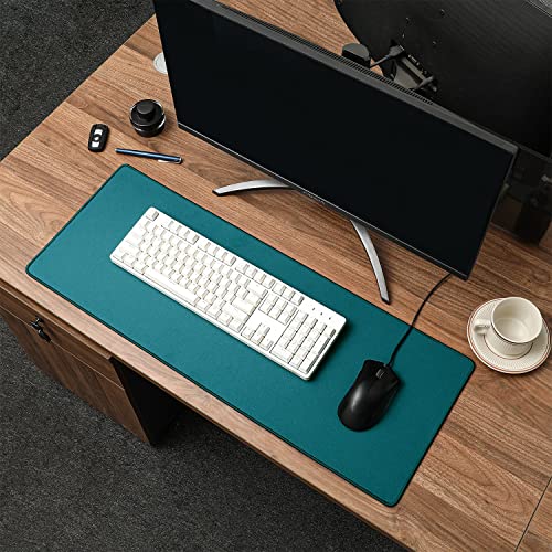 Aloanes Dark Green Waterproof Desk Mat,Large Extended Mouse Mat,Office Desk Protector With Anti-Slip Base,Stitched Edge,Grain Jacquard Surface,Perfect For Gamer,Office&Home, Xl(11.81''X27.56''X0.12'') #TOP2