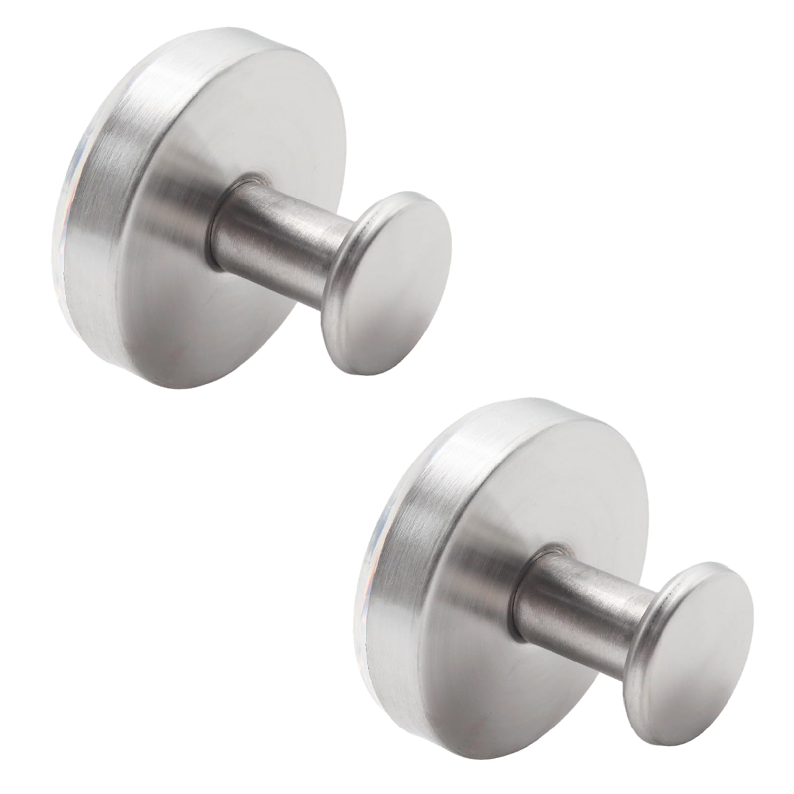 2Pcs Suction Cup Hooks for Shower Wall, Loofah and Towel Hooks for Kitchen, Bathroom, Mirrors, Glass, Tile or Smooth Surfaces etc (Brushed Nickel)