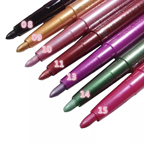 IebeautyAIGNER 14 Colors Retractable Highlighting Wand Pearl Lip Eyeshadow Eyebrow Eyeliners Plastic Glitter Pencil Pen Cosmetic Makeup Set Kit Eyeliner Highlighter LIGHT BOOST