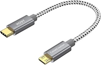 Short USB C to Micro USB Cable, 0.65 FT 2-Pack, OTG, Type C to Micro USB, for MacBook Pro Air Galaxy S22 S21 Pixel 5, etc. 0.2M Space Gray