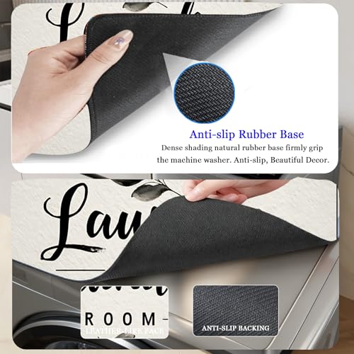 Image of Washer and Dryer Covers for the Top, Non-slip Dryer Top Protector Mat, Dust-proof Washing Machine Cover, 23.6 inch x 19.7 inch (leaf, 23.6 inch x 23.6 inch)