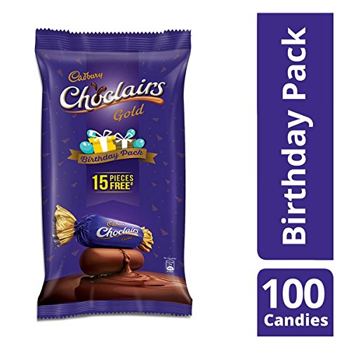 Image of Cadbury Choclairs Gold Birthday Pack, 655.5g (Pack of 100 with Free 15 Pieces)