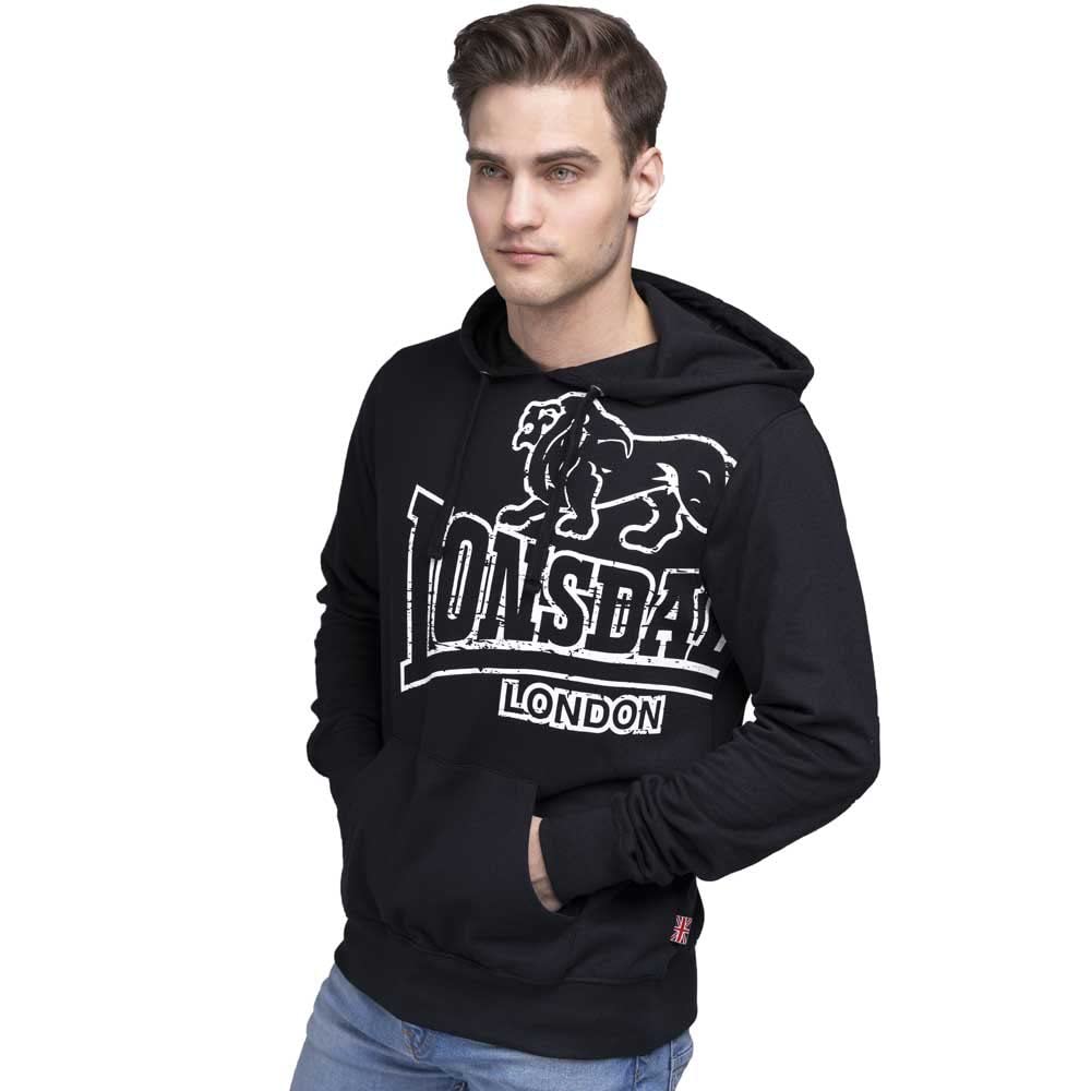 Lonsdale London Men's TADLEY Hooded Pullover, Black/Ecru, S