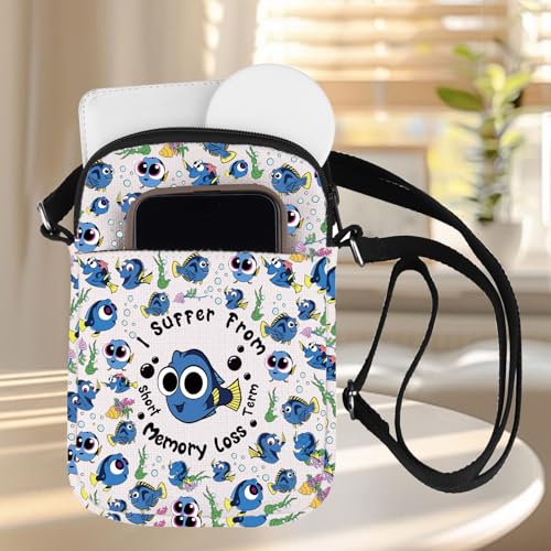 ZJXHPO Cartoon Fish Cross Body Bag I Suffer From Short Term Memory Loss Messenger Bag Fish Lover Gift Blue Fish Carry On Bag (Memory Loss CB)4
