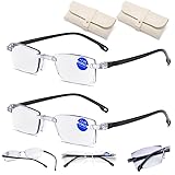 Self Adjusting Reading Glasses, Intelligent Clear Focus Adjusting for Women and Men, Clear Vision Frameless Reading Glasses (2pcs)