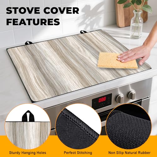 Image of Stove Top Cover Retro Flower Gas Stove Top Cover for Home Decoration Kitchen Pad Non-Stick Washable Cooktop Covers Countertop Protector Keep Stove Clean 28 inchx20 inch (Texture-2)