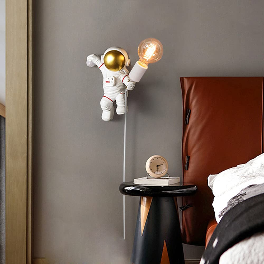 Applique Murale Enfant Astronaute ACMHNC - Lampe Veilleuse E27 Avec Interrupteur Et Câble 1,5m
