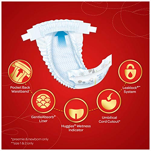Image of HUGGIES Little Snugglers Baby Diapers, Size 1, 216 Count, Unscented, Hypoallergenic, GentleAbsorb Liner, Pocketed-Back Waistband, Wetness Indicator, Premium Softness