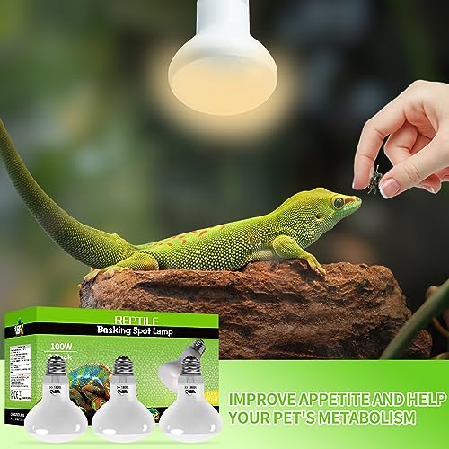 LUCKY HERP Reptile Heat Lamp 3 Pack 100W, UVA Heat Lamp Bulb for Reptile Tortoise Basking Spot Light Bulb for Vivarium Lizard - Image 3