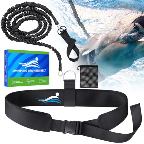 Cintura da nuoto per piscina, aiuto per adulti, cintura di nuoto per adulti, cintura di resistenza al nuoto con corda regolabile da 2,5 – 7,5 m, per ogni piscina, senza impianto di controcorrente Cintura da nuoto per piscina, aiuto per adulti, cintura di nuoto per adulti, cintura di resistenza al nuoto con corda regolabile da 2,5 – 7,5 m, per ogni piscina, senza impianto di controcorrente
