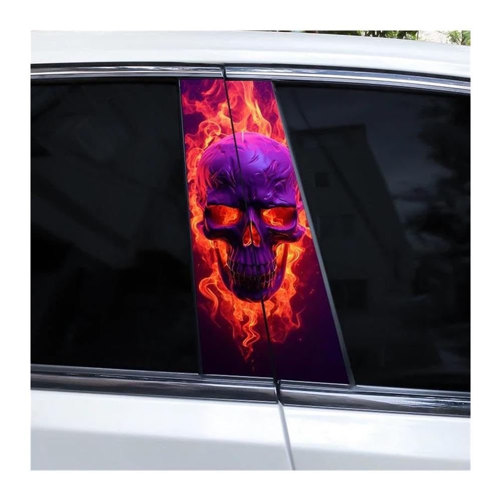 Ndsvpki D Body Parts 2Pcs Car Window Pillar Stickers Skull Shape Ecorative Stickers Car Oor Pillar Vinyl Stickers(D)