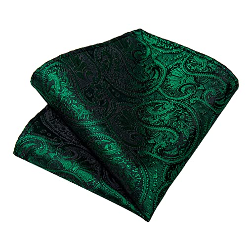 Image of DiBanGu Paisley Ties for Men Silk Necktie and Pocket Square Cufflinks Tie Clip Set Woven Classic Mens Tie for Wedding Party