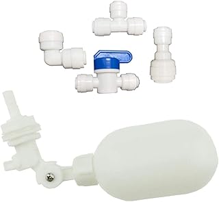 YZM Water Filter PVC Mini Float Valve, Tank Mount, Adjustable Arm, for tubing OD 1/4" or 3/8" Used for RO System Refrigerator ice Maker Coffee Machine Fish Aquarium. (1/4“ Quick connector)