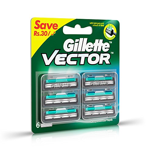 Gillette Vector Plus Manual Shaving Razor Blades(Cartridge)-Pack Of 6, Men - Image 2