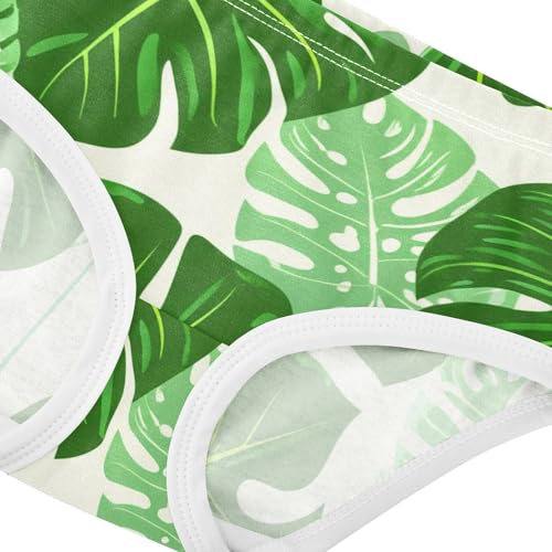 Tropical Monstera Taro Leaves Green Light Panties for Girl Toddler Girls Underwear Cotton Florals Kids Undies Briefs 2t4