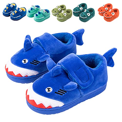 Chaussons Enfants Fille Garcon Pantoufle Peluche Animaux Dinosaure Slippers Chaussons Bébé Antidérapant 03 Bleu 27/28,Taille de l'étiquette 180 Cover