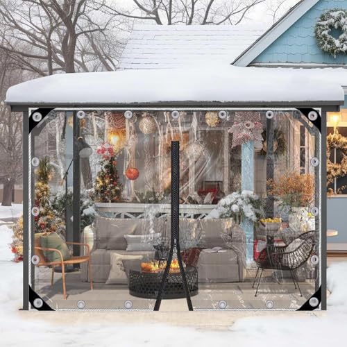 Jolan Gazebo Transparent Tarpaulin Side Panels,Waterproof Clear Tarp Curtains with Zipper,0.5mm PVC Plastic Tarpaulin,Outdoor Curtains with Grommets,Rain Curtains,Customisable,W×H-1×2.3m(3.3 * 7.5ft)