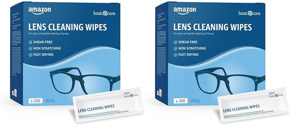Amazon Basic CareLens Cleaning Wipes, 200 Count (Pack of 2)