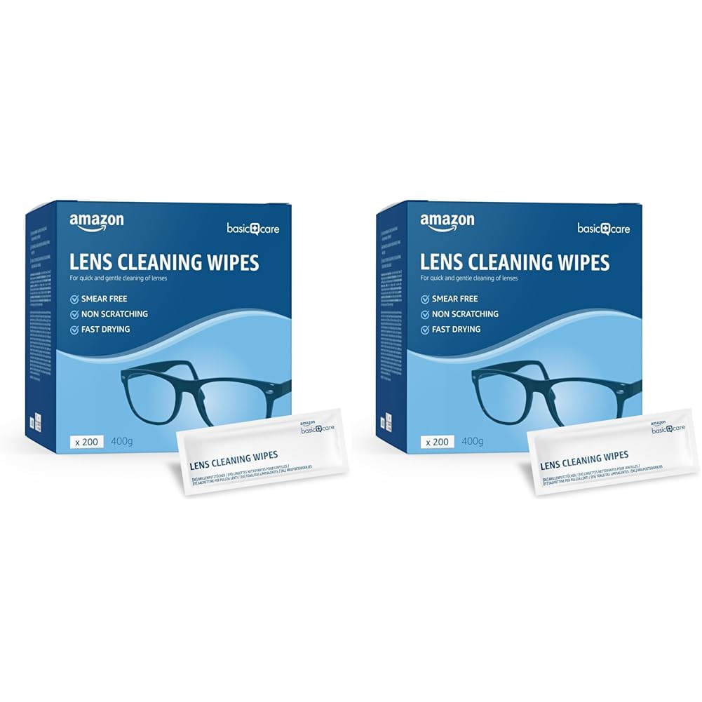 Amazon Basic CareLens Cleaning Wipes, 200 Count (Pack of 2)