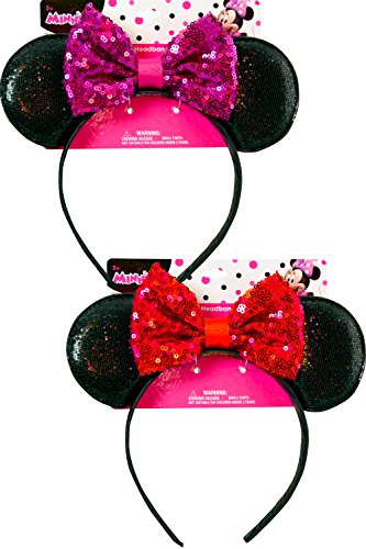 Minnie Ear Shaped Headband with Sequence Bow, 2pk