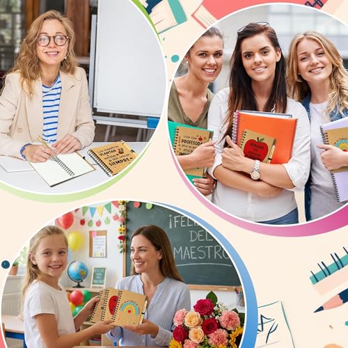 Cadeau enseignant espagnol : lot de 12 blocs-notes et stylos de merci