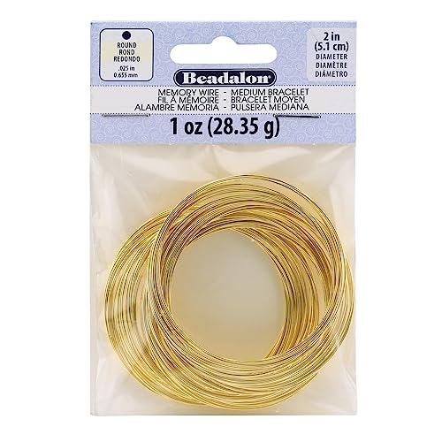 Beadalon Carbon Steel Memory Wire - 1 oz, Approx. 73 coils, Gold Color