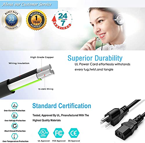 BestCH 50/60 Hz 90 Watts 220-230V 115V AC in Power Cord Cable for Peavey 6505+ 6505 Plus 112 Combo Amp 6505 MH 6505MH Mini Head Electric Guitar 20 Watt All Tube Amplifier