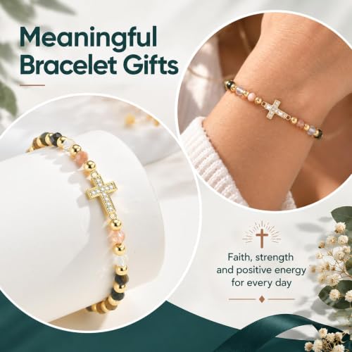 Christian Cross Bracelet for Women - 14K Gold Plated Friendship Gifts - image 2