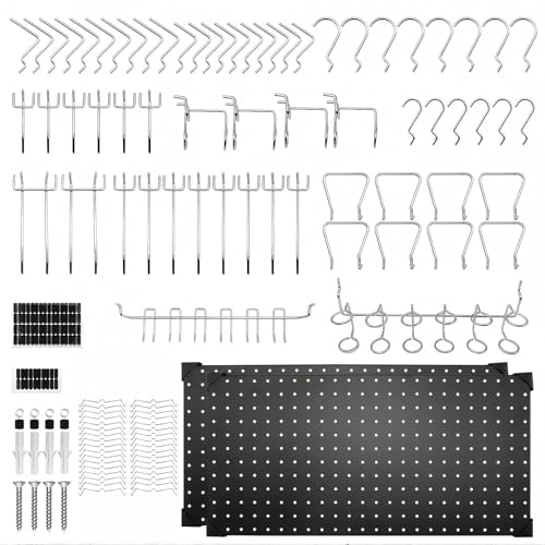 100PCS Metal Pegboard Wall Organizer, 30×60cm Pegboard Panels Tool Organizer Kit, Peg Board Utility Tool Storage for Garage Workbench Shed