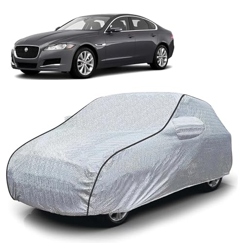 Image of Sulfar 100% Waterproof Car Body Cover Compatible with Mirror for Jaguar XFS (Triple Stitched, Full Bottom Elastic, Magic Silver with Black Piping)