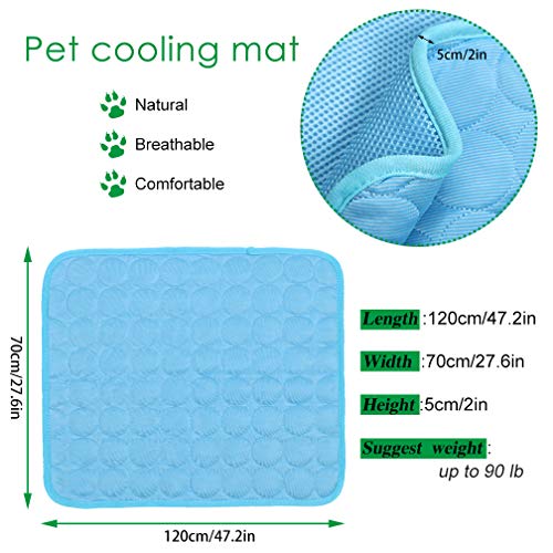 Vemee Cooling Mat Pad For Dogs Cats Ice Silk Mat Cooling Blanket Cushion For Kennel/Sofa/Bed/Floor/Car Seats Cooling (Xl:40 X 28 Inches, Blue) #TOP2