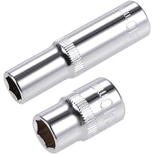 TOP-VIGOR 2Pcs 3/8-Inch Drive by 10mm Deep and Shallow Socket, Cr-V Drive Socket, 6-Point, Metric for Auto Repairing and Household