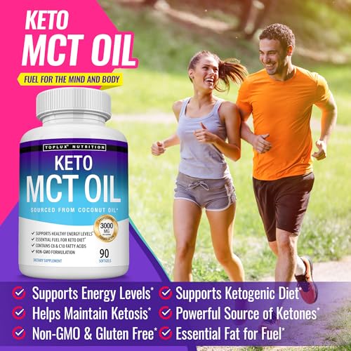 Toplux Keto MCT Oil Capsules - 3000mg Natural Pure Coconut Oil Extract Pills, Source of Energy, Easy to Digest for Men Women, 90 Softgels, Supplement - Image 4