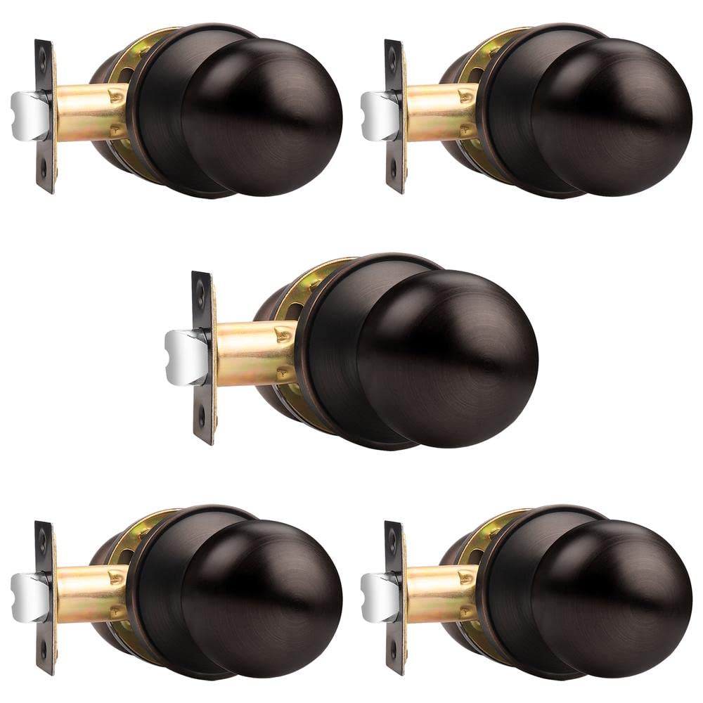 Brushed Nickel Door Knobs - Keyless Passage Locks -13