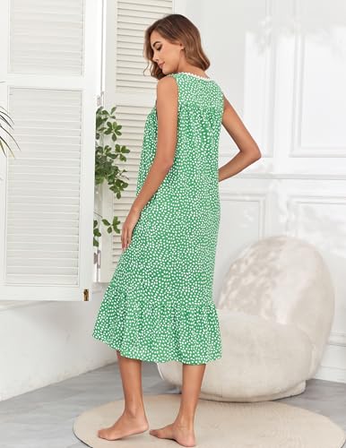 Image of Viakeo Cotton Nightgowns for Women Long House Dress Soft Sleepshirts With Pockets S-3XL
