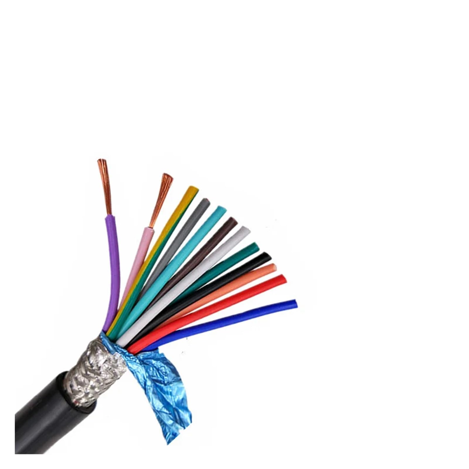 Equipos de comunicación Cable protector de Control multinúcleo 10/12/14/16/20/24 núcleos 26/24/22/20/18/17AWG Cable de Audio de PVC de señal de Control blindado Cable de cobre Cables y alambres(10core