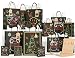 Christmas Gift Bags Glow in Dark Design 24 Piece 12Bags in 4  Different Designs, 4 Large, 4 Medium, 4 Small & 12 Tissue Papers and 36 Pcs Christmas Gift Tags for Christmas Holiday Party