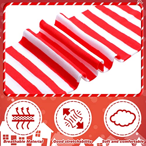 2 Pairs Women Socks Women Long Opaque Striped Socks(Red and White,Thigh High,Classic Style)2