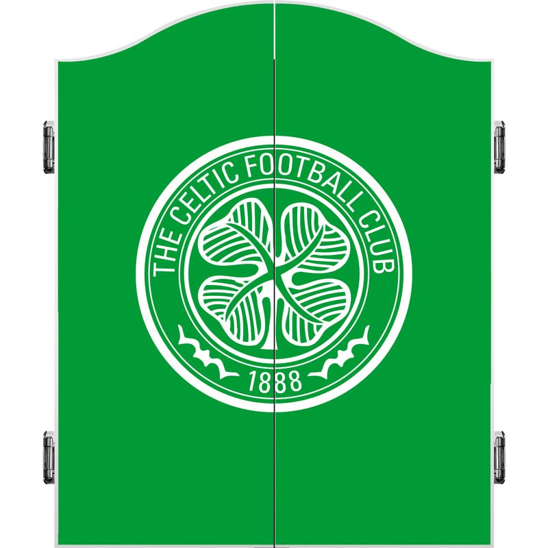 FOCO Gabinete de dardos y diana con licencia oficial del Celtic Football Club Bhoys 1888 FC, escudo verde (CAB093)